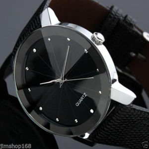 Luxury Mens Military Leather Band Stainless Steel